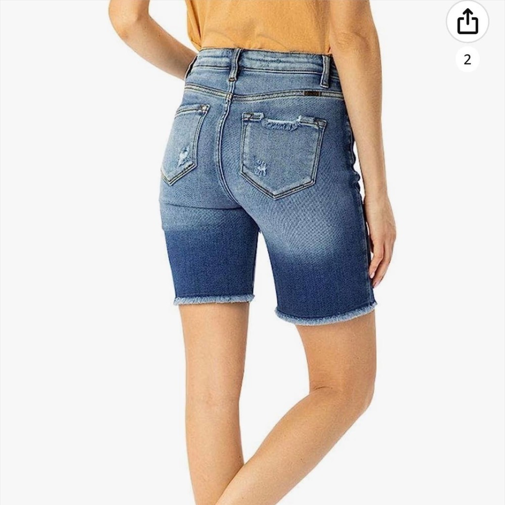 Kancan Estilo Distressed Button Fly Bermuda Denim… - image 4